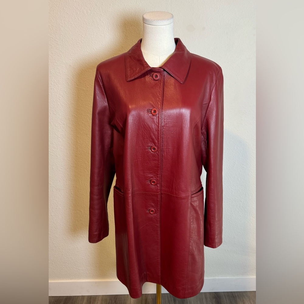 Ducson Spain Vintage Red Sheep/Lamb Leather Jacket size EU 44